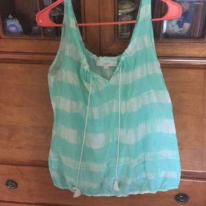 Teal and white striped tank